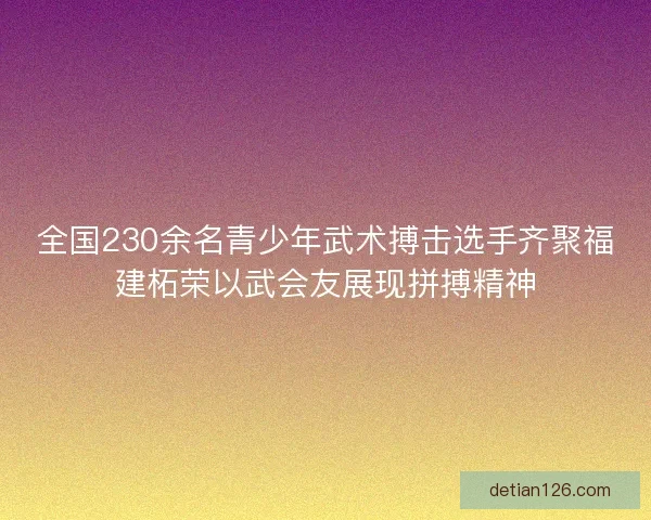 全国230余名青少年武术搏击选手齐聚福建柘荣以武会友展现拼搏精神